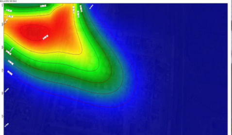 Modelación de pluma. Simulación a 180 días.